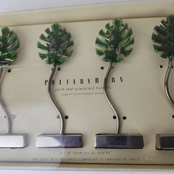 Pottery Barn Palm Leaf Metal Placecard Holders With Placecards NWT - Picture 3 of 3